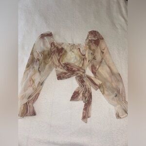 Tie around floral crop top.